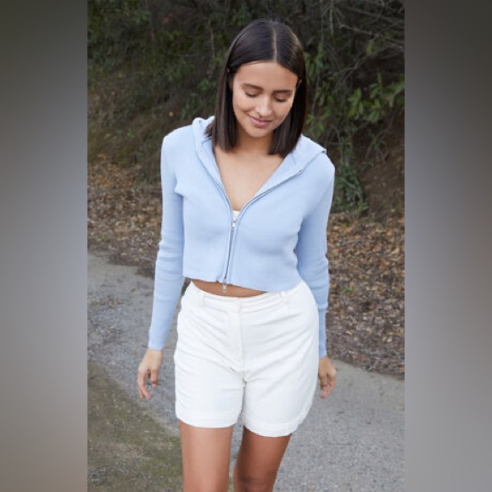 Brandy Melville John galt cropped light blue hoodie